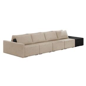 Sofá Ilha 4 Lugares Living 472cm Modulado Lary Linho Bege Pu Pto K01 - D`rossi