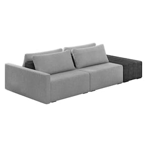Sofá Ilha 2 Lugares Living 272cm Modulado Lary Bouclê Cinza Cl Pu Pto K01 - D`rossi
