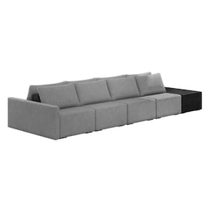 Sofá Ilha 4 Lugares Living 512cm Modulado Lary Linho Grafite Pu Pto K01 - D`rossi