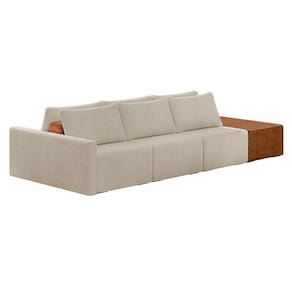 Sofá Ilha 3 Lugares Living 312cm Modulado Lary Bouclê Bege K01 - D`rossi