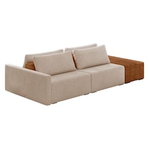 Sofá Ilha 2 Lugares Living 272cm Modulado Lary Bouclê Creme K01 - D`rossi