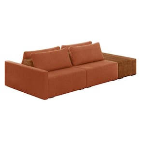 Sofá Ilha 2 Lugares Living 232cm Modulado Lary Bouclê Pu Pto K01 Cor Mostarda