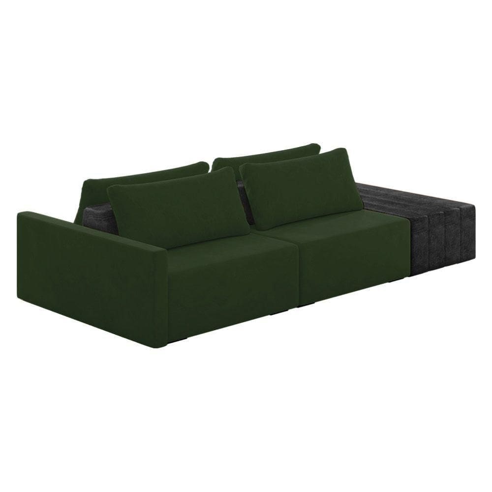 Sofá Ilha 2 Lugares Living 232cm Modulado Lary Veludo Verde Pu Pto K01 - D`rossi