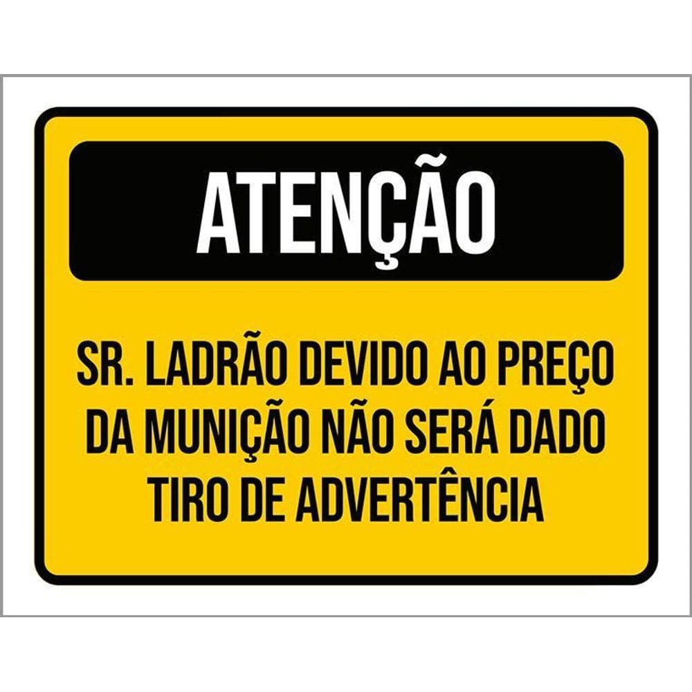 Placa Sinalização - Atenção Tiro Advertência Amarela 36X46