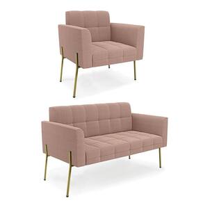 Namoradeira E Poltrona Pé De Ferro Dourado Elisa Bouclê D03 - D`rossi Cor Rose