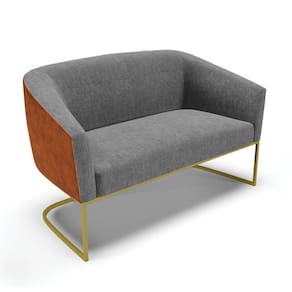 Sofá Namoradeira 2 Lug Industrial Dourado Stella Noz-linho D03 - D`rossi Cor Grafite