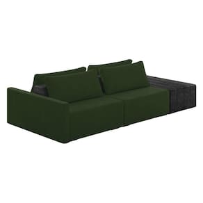 Sofá Ilha 2 Lugares Living 232cm Modulado Lary Veludo Pu Pto K01 Cor Verde