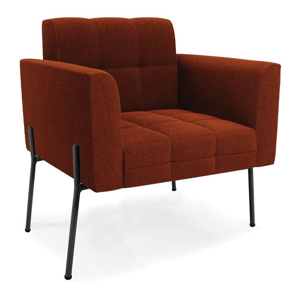 Poltrona Sala De Estar Pé De Ferro Preto Elisa Bouclê Terra D03 - D`rossi