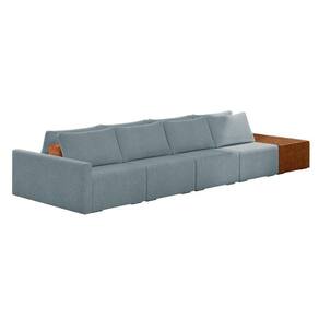 Sofá Ilha 4 Lugares Living 392cm Modulado Lary Bouclê Azul K01 - D`rossi