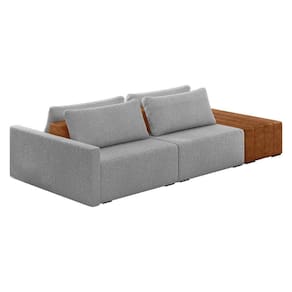 Sofá Ilha 2 Lugares Living 252cm Modulado Lary Bouclê Cinza Claro K01 - D`rossi