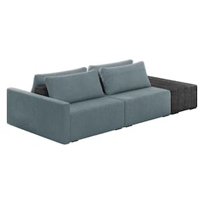 Sofá Ilha 2 Lugares Living 272cm Modulado Lary Bouclê Azul Pu Pto K01 - D`rossi