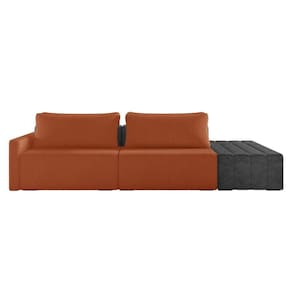 Sofá Ilha 2 Lugares Living 232cm Modulado Lary Bouclê Mostarda Pu Pto K01 - D`rossi