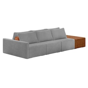 Sofá Ilha 3 Lugares Living 372cm Modulado Lary Bouclê K01 Cor Cinza