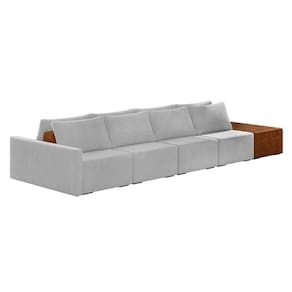 Sofá Ilha 4 Lugares Living 472cm Modulado Lary Veludo K01 Cor Cinza