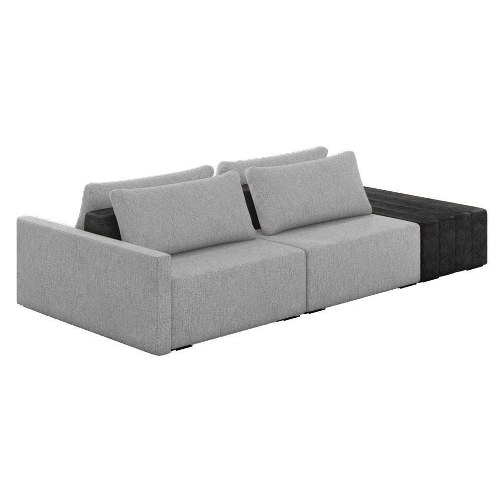 Sofá Ilha 2 Lugares Living 272cm Modulado Lary Linho Cinza Pu Pto K01 - D`rossi