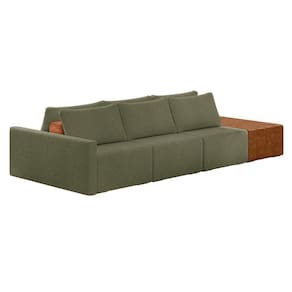 Sofá Ilha 3 Lugares Living 402cm Modulado Lary Bouclê K01 Cor Verde