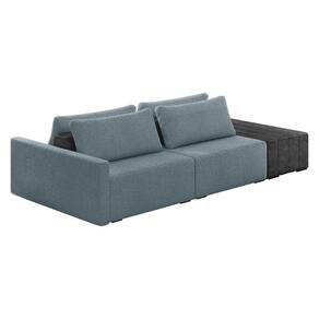 Sofá Ilha 2 Lugares Living 292cm Modulado Lary Bouclê Pu Pto K01 Cor Azul