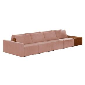 Sofá Ilha 4 Lugares Living 472cm Modulado Lary Veludo K01 Cor Rose
