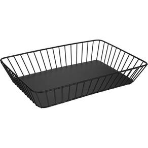BANDEJA DECORATIVA FRUTEIRA CENTRO DE MESA ORGANIZADORA HOME&CO METAL 6x35x24cm PRETO