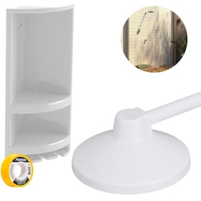 Chuveiro Ducha Fria 17Cm Branco + Porta Shampoo Branco