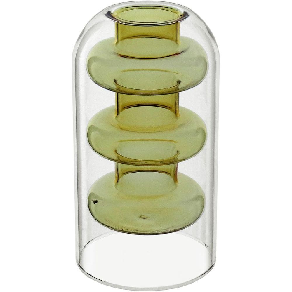VASO DECORATIVO ENFEITE CASA PAREDE DUPLA HOME&CO BOROSSILICATO 15x8x8cm ÂMBAR