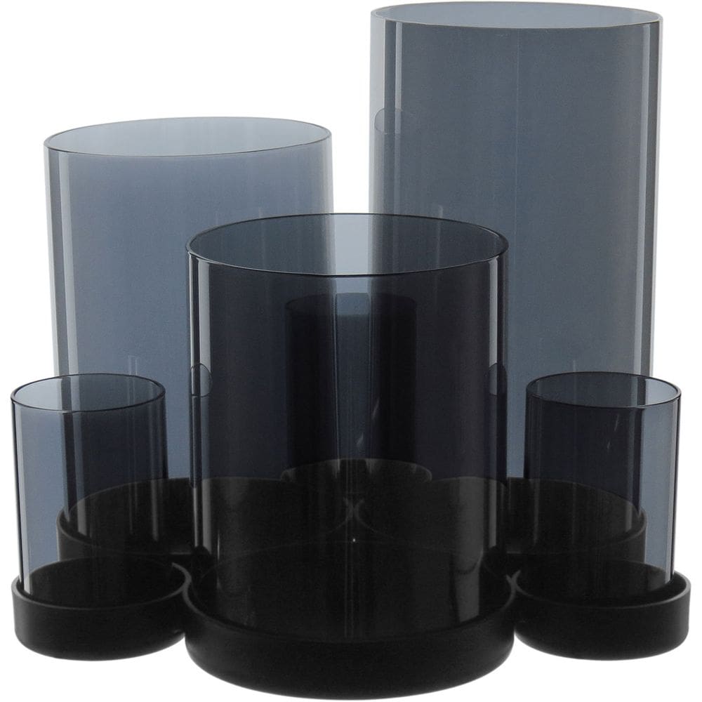 CASTIÇAL PORTA VELA SUPORTE 6 PARTES HOME&CO BASE METAL VIDRO 19x22x23cm FUMÊ