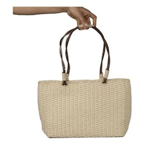 Bolsa Praia Bege Artesanal Fabricada Manual