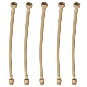 Kit 5 Engate Mangueira Flexível Dourado Trançado Inox 30Cm