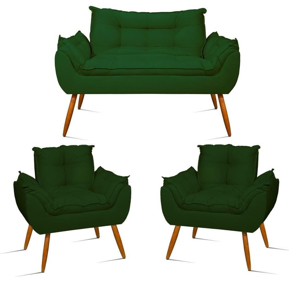 Kit Namoradeira Opala Sala Quarto 02 Poltrona Balaqui Decor Verde