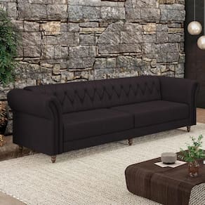Sofá Living Stanford Chesterfield 3 Lugares 260cm Pés De Madeira Couro Borgonha G58 Gran Belo