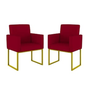 Kit 02 Poltronas Com Base De Ferro Dourado Reforçada Balaqui Vermelho