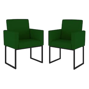 Kit 02 Poltronas Com Base De Ferro Preta Reforçada Balaqui Verde