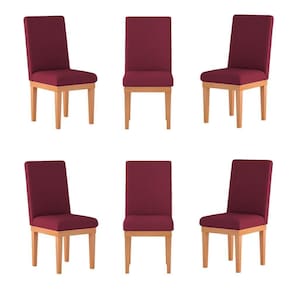 Kit 06 Cadeiras Estofada Base Tecido Suede Sala De Jantar Marsala