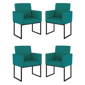 Kit 04 Cadeiras Poltrona Decorativa Para Sala Quarto Balaqui Azul Turquesa
