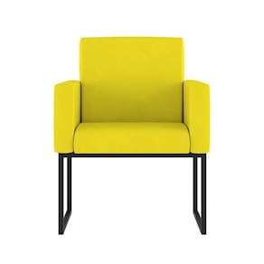 Poltrona Moderna Com Base De Ferro Balaqui Decor Amarelo