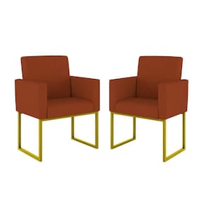 Kit 02 Poltronas Com Base De Ferro Dourado Reforçada Balaqui Decor Terracota