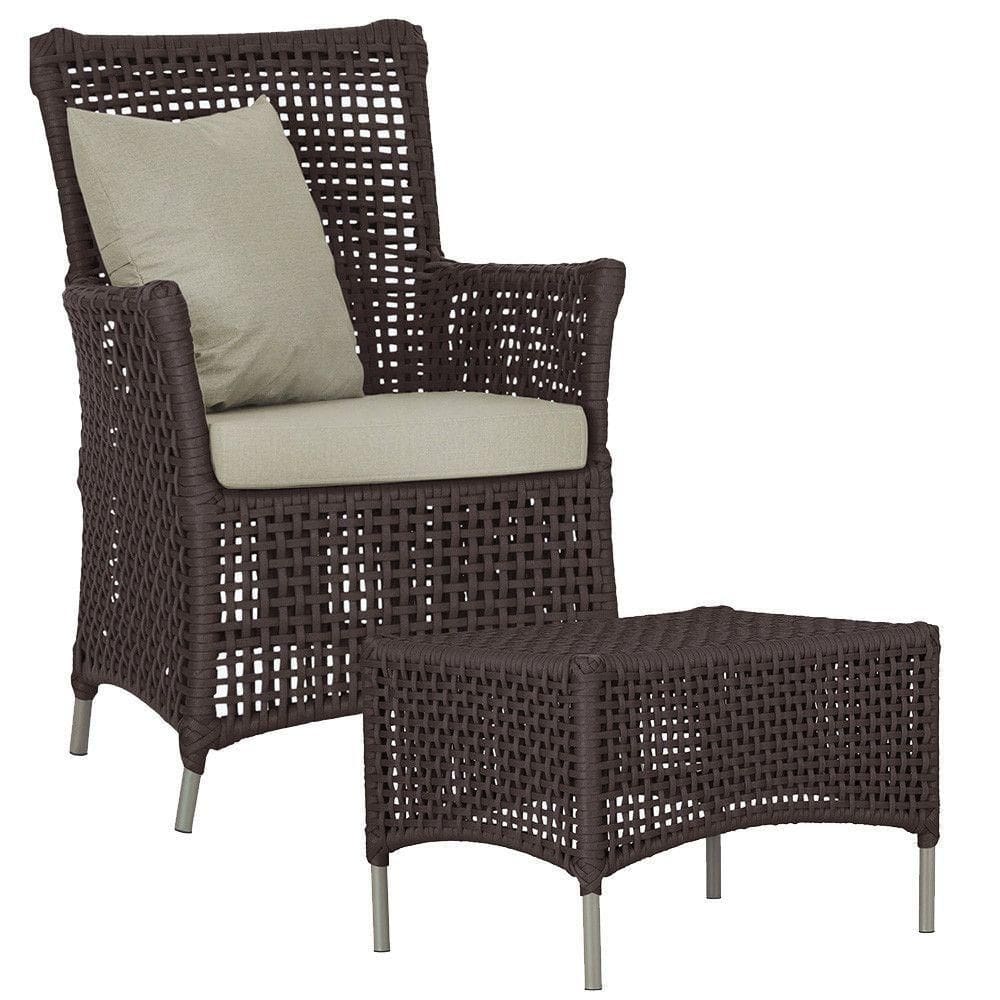 Poltrona E Mesa Igapó Em Alumínio Fendi Corda Náutica E7 Marrom