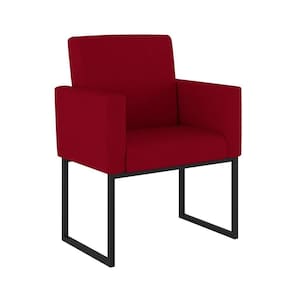 Poltrona Moderna Confortável Com Base De Ferro Resistente Vermelho