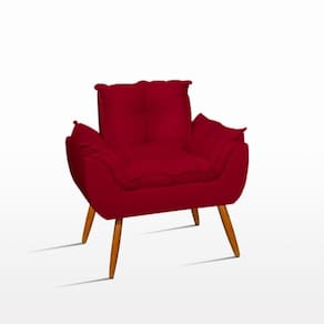 Poltrona Decorativa Opala Para Confortável Cor Vermelho