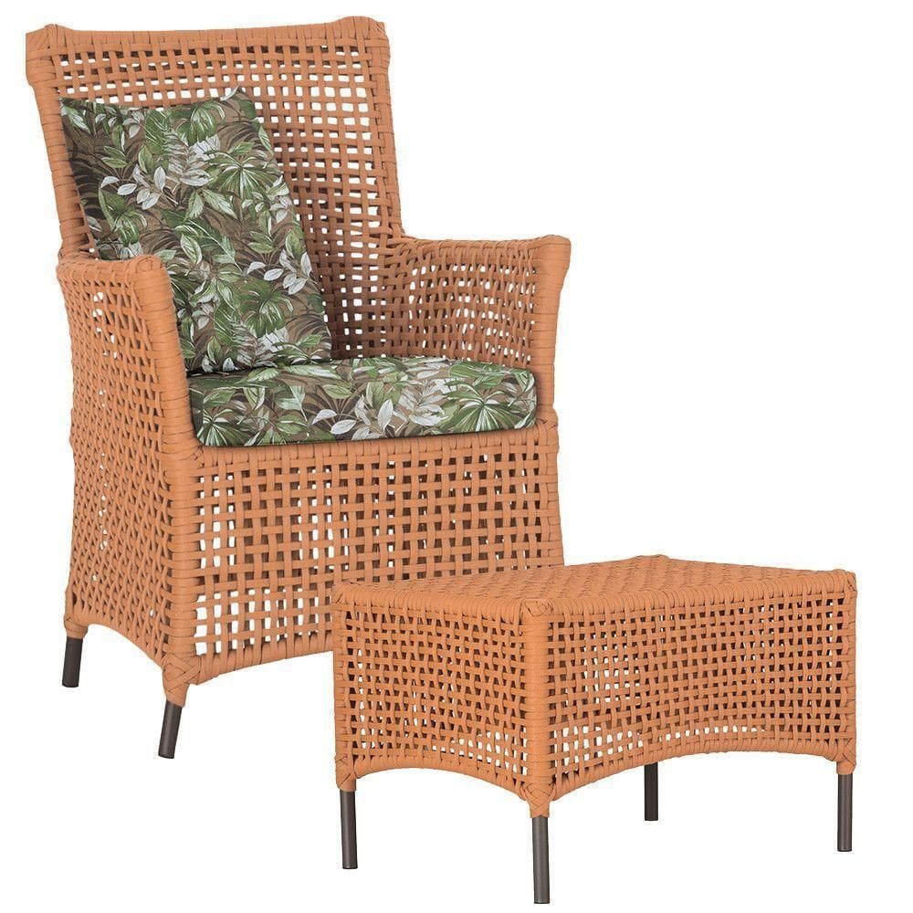 Poltrona E Mesa Igapó Em Alumínio Marrom Corda Náutica E2 Terra Cota