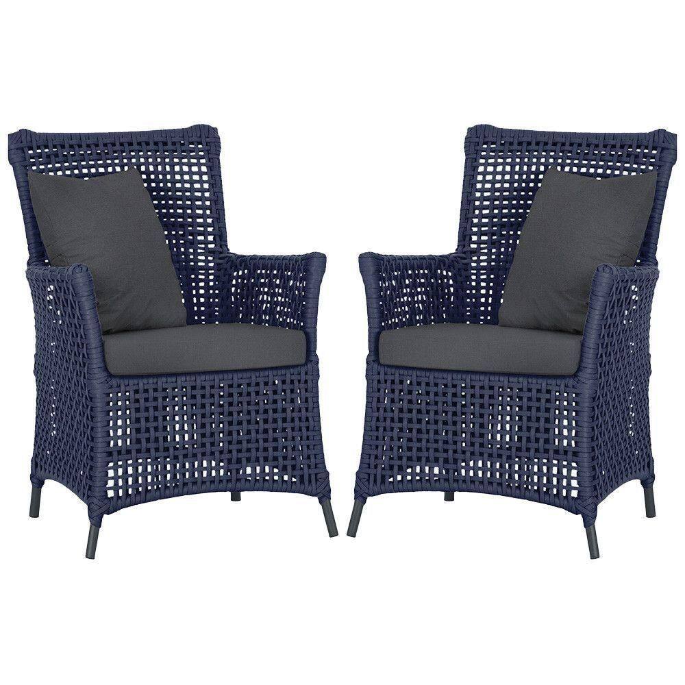 Poltronas Igapó Alumínio Pintura Preta Corda Náutica E11 Azul