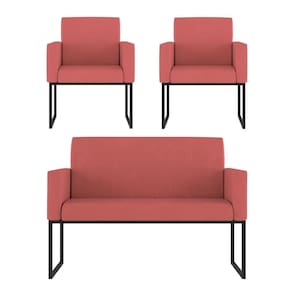 Kit 2 Poltronas + Namoradeira 2 Lugares Para Recepção Rosa