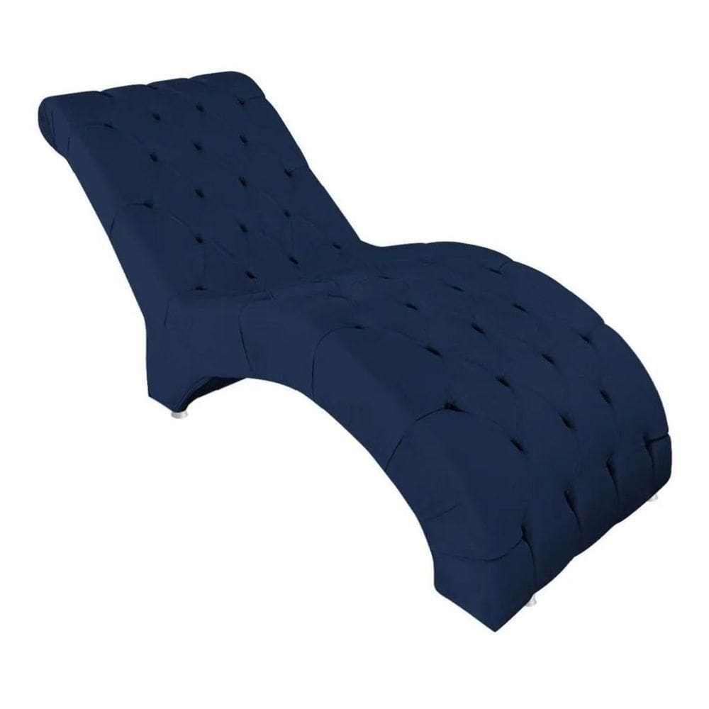Recamier Divã Espreguiçadeira Para Sala Cliníca Leila Suede azul Marinho