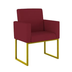 Poltrona Moderna Confortável Base Ferro Dourada Resistente Marsala