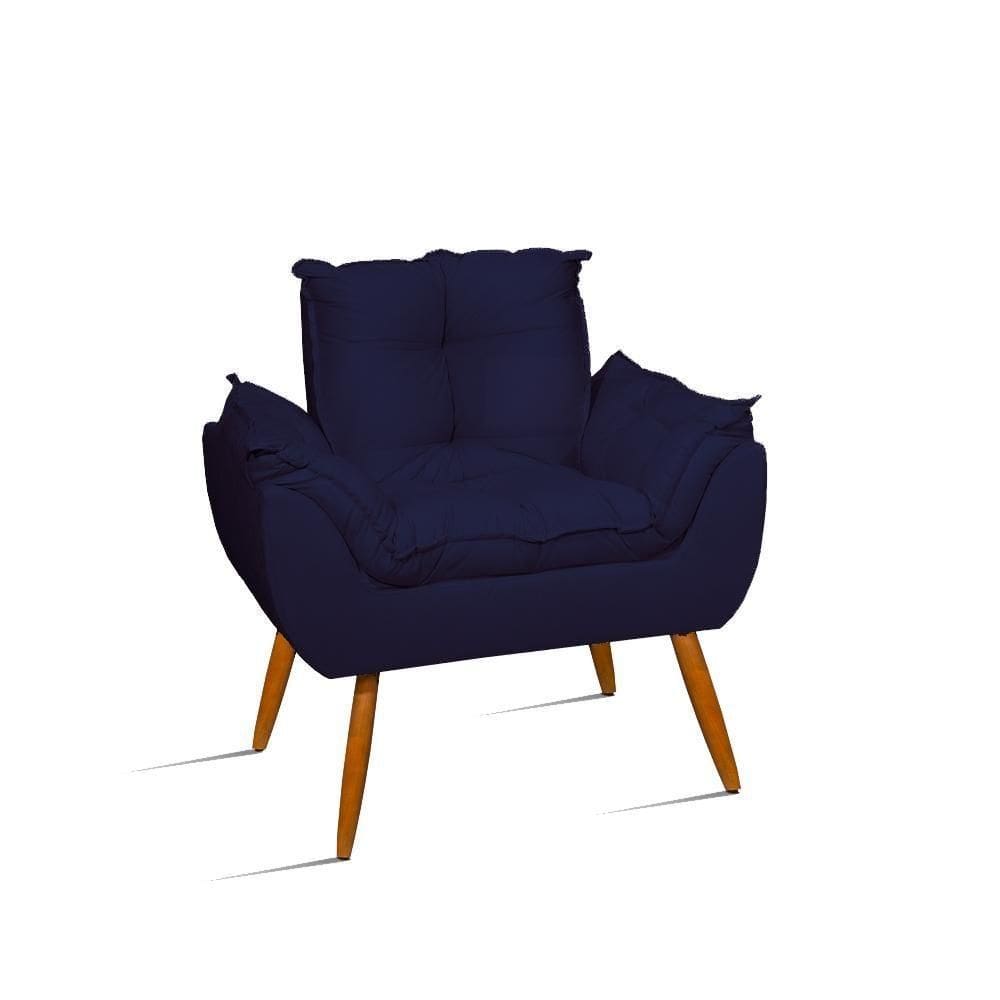 Poltrona Decorativa Opala Sala Confortável Cor Azul marinho