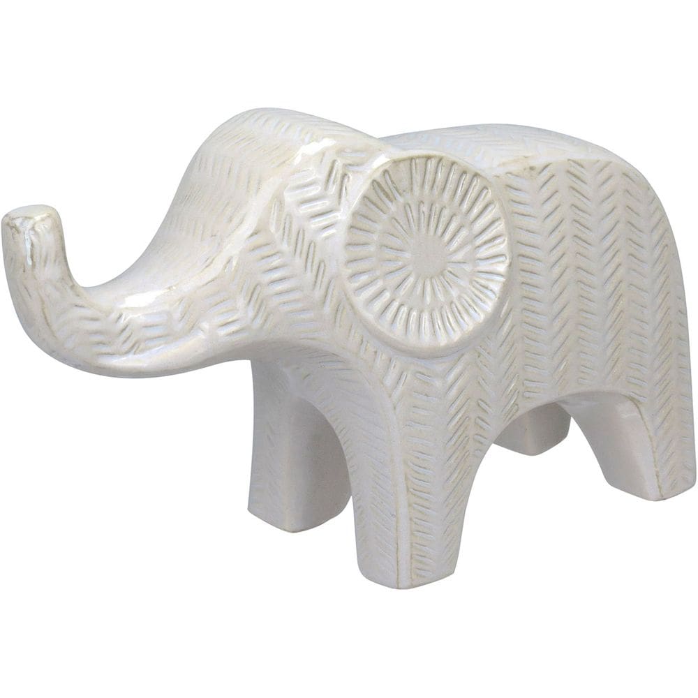 ADORNO DECORATIVO ENFEITE CASA APARADOR HOME&CO ELEFANTE CERÂMICA 17x30x10cm BRANCO