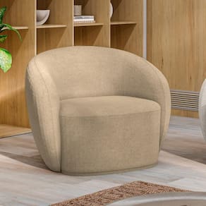 Poltrona Decorativa íbis Encosto Fixo Bouclê Bege G33 Gran Belo