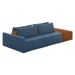 Sofá Ilha 2 Lugares Living 272cm Modulado Lary Veludo K01 Cor Azul Marinho