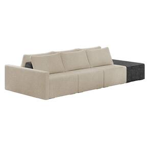 Sofá Ilha 3 Lugares Living 342cm Modulado Lary Bouclê Pu Pto K01 Cor Mostarda