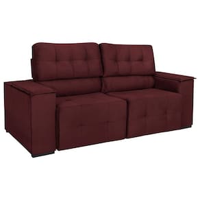 Sofá Cama Retrátil Sala Vicenza Vicenza 210cm Suede Cor Bordô